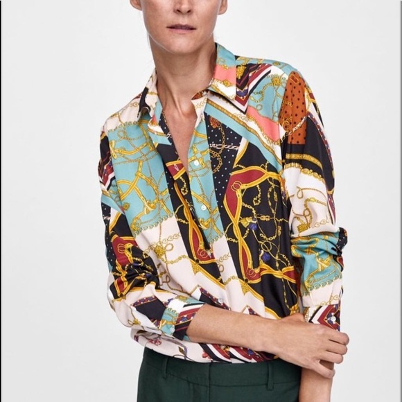 Zara Tops - ZARA Chain Patchwork Blouse